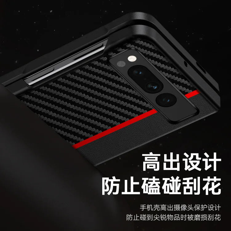 Kevlar Print Carbon Fiber Case For Google Pixel Fold Fashion Anti-drop Cover Anti-knock Cases For Google PixelFold