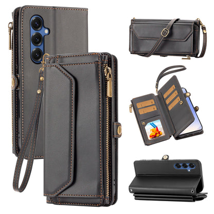 Wallet Protective Case for Samsung S26/S25/S24/S23/S22/S21 Ultra Cross-Shoulder Strap Protective Cover with Multiple Card Slots for Coins Faux Leather Phone Case