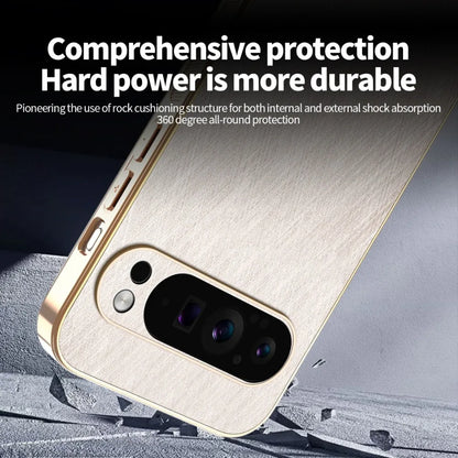 Plating Gold Silk Skin Phone Case for Google Pixel 9 8 7 6 10 Pro XL 8A 7A 6A All Around Protect Shell Leather Shockproof Cover