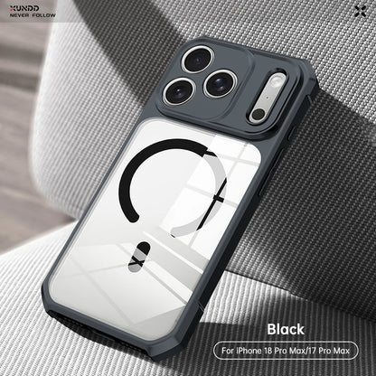 XUNDD Case For iPhone 18 Pro Max 18 Pro MagSafe Magnetic Stand Shockproof Clear Airbag PC TPU Cover Camera Lens Protection Shell