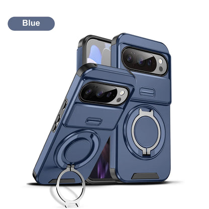 Heavy Duty Rugged Phone Case for Google Pixel 10 9  Pro XL 7 8 9 10 Pro 8A 9A Cases with Sliding Lens Cover Ring Kickstand Funda