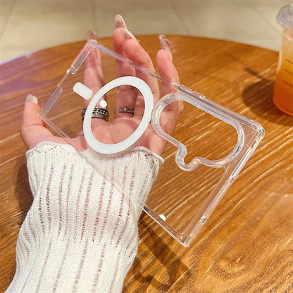 Clear Acrylic For Magsafe Magnetic Wireless Charge Case For Samsung Z Flip Z Fold 7 6 5 4 3 ZFlip7 Flip6 Shockproof Bumper Cover