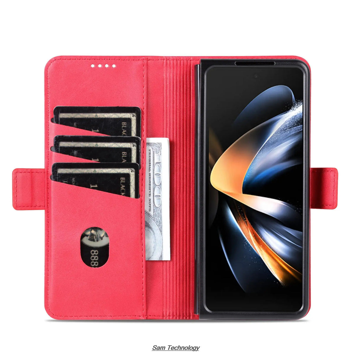 Magnetic Adsorption Leather Fitted Case for Samsung Galaxy Z Fold5 / Z Fold 5 6 7 4 3 5G Flip Cover Protective Case Fundas Coque