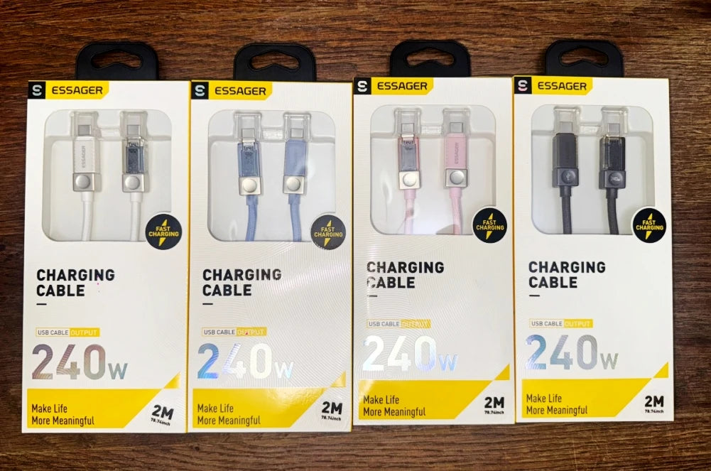 Essager 240W USB C Cable for iPhone 18 17 16 Plus Pro Max Macbook iPad Supercharge Fast Charger Type C Cable for Xiaomi Samsung