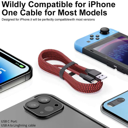 LAIHONEN MFi Certified 1PC/3PCS 10FT USB‑A to Lightning Cable Fast Charging Data Cord for iPhone 14 13 12 X XR