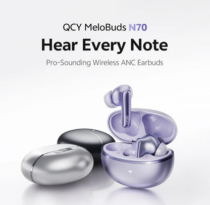 QCY HT18 MeloBuds N70 Wireless Earphones Bluetooth 6.0 Hi-Res with LDAC Audio Earbuds Hybrid ANC Dual Driver Headsets 50Hrs IPX5