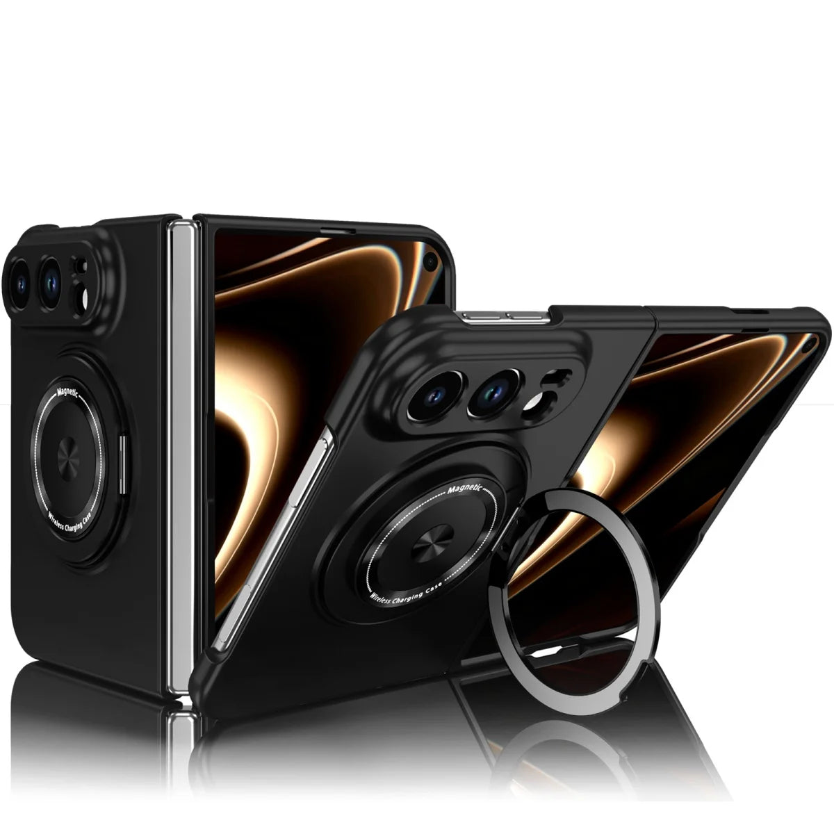Luxury for Magsafe Wireless Charging Rotating Magnetic Stand Phone Case for IPhone Duo 18 Fold Lens Protector Shockproof Cover