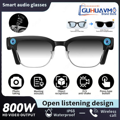2026New AI Smart Glasses 120+Language Translation 800W Pixel Camera Video Music Player Call Business 8K Color Change Glasses Men