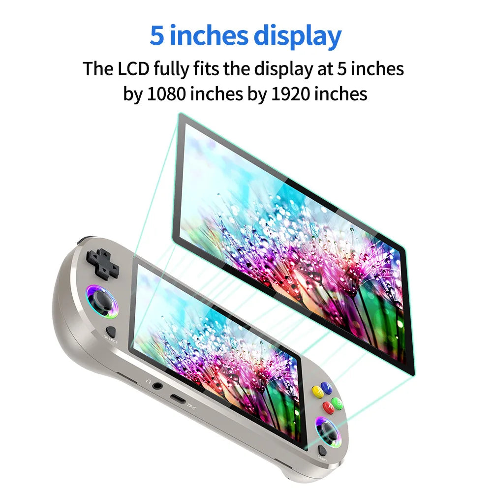 New 128GB M22 Pro Portable Pocket Retro Handheld Video Game Console 5.0 Inch IPS Screen 1920*1080 Display Support LINUX Emelec