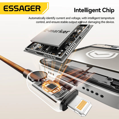 Essager 2-in-1 USB Type C to Lightning Cable 100W PD Fast Charging Wire for iPhone 17/16/15/14 MacBook iPad Xiaomi - Type C to L