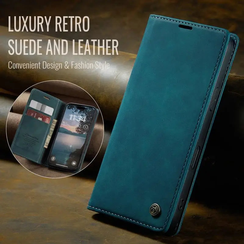 Leather Case For iPhone 17 16 15 14 13 12 11 18 Pro Max Air 16E X XR XS Max SE 2020 6 6s 7 8 Plus Luxury Magnetic Phone Cover