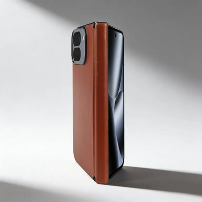 Luxury Genuine Leather Case for Google Pixel 11 Pro Fold 10Pro Fold Oil Wax Central Axis Pattern Phone Back Cases Without Front
