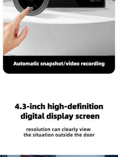 4.3 Inch HD Display Visual Peephole Video Doorbell 145 Degree Angel 1 Megapixel Camera PIR Motion Detection Night Vision Cat Eye