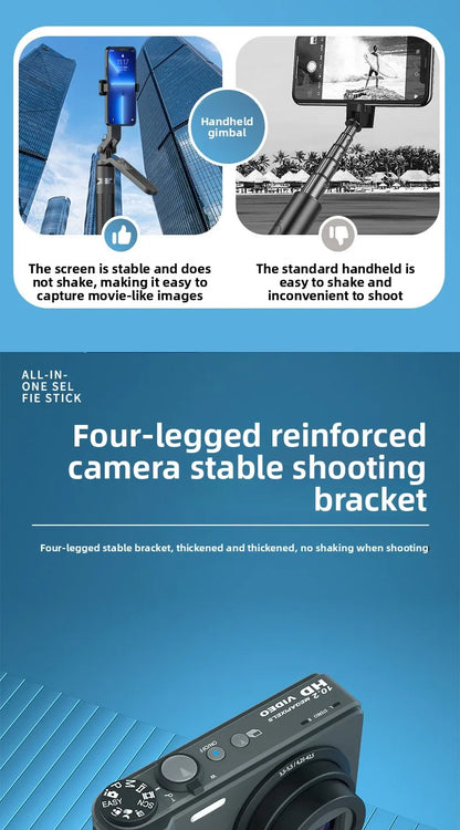 A14 Bluetooth Selfie Stick 1.8M Aluminum Alloy Tripod Stand with One-Key Pop-Up for Phone Live Streaming and Photography
