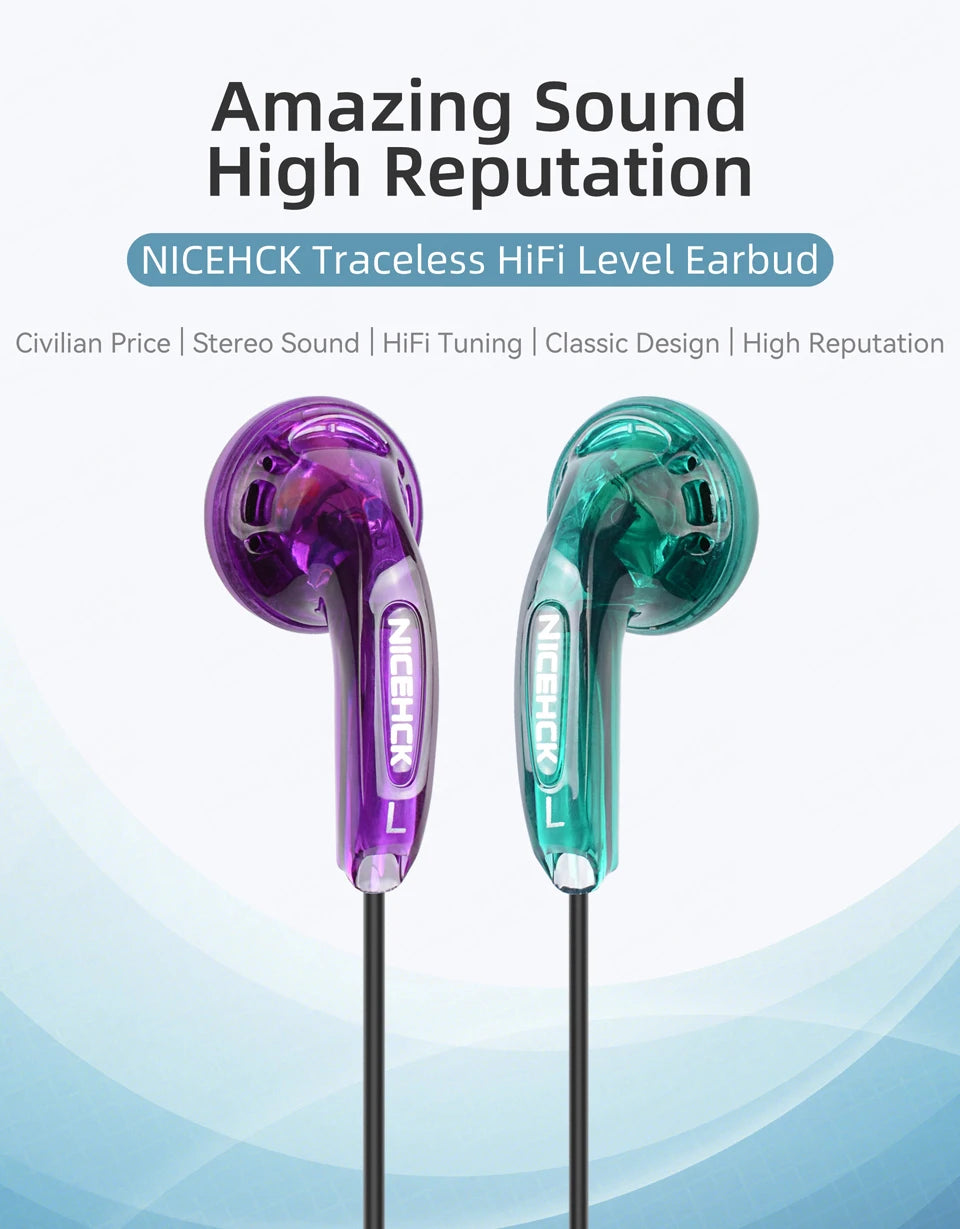NICEHCK Traceless Colorful HIFI In-ear Earphone 15.4mm Dynamic Unit Sport Music Headset Microphone Earbud IEM Vido MX500 MX980
