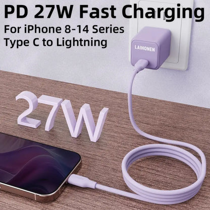 LAIHONEN USB C to Lightning Fast Charging Cable, Flexible Silicone Durable, For iPhone 13 12 11 Pro Max X XS XR iPad