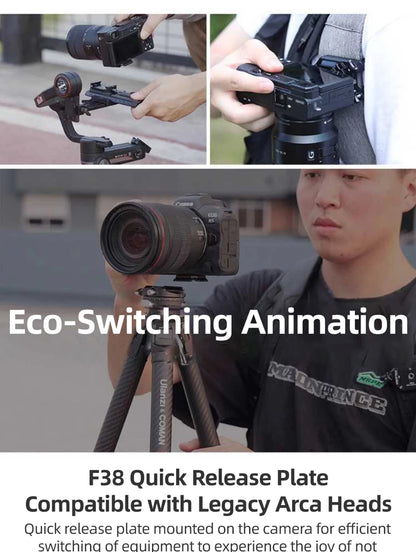 COMAN Zero F38 Carbon Fiber Tripod with Quick Release 360° Panoramic Ball Head for Nikon Canon DSLR Camera Travel Size