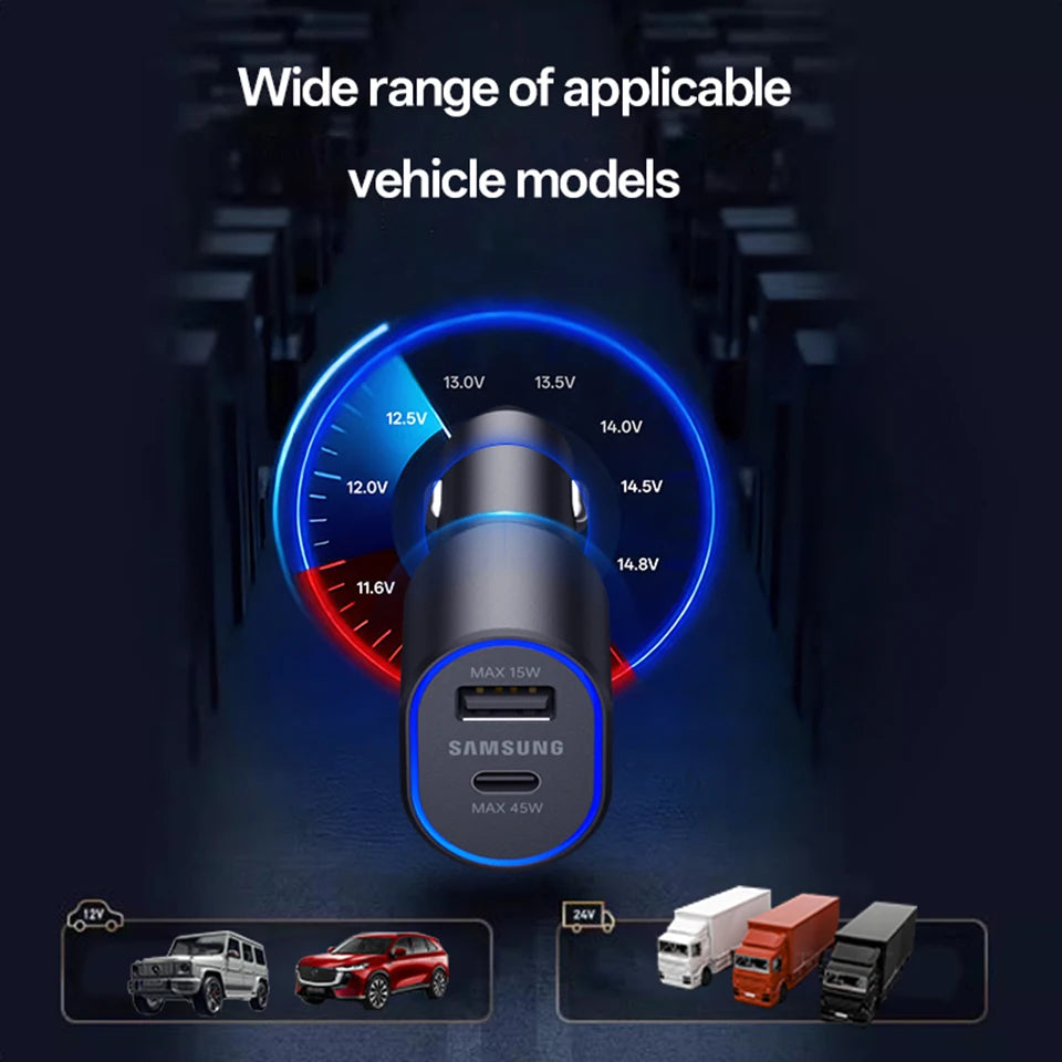 Original SAMSUNG Car Charger Type C 60w 45w 15w PD Auto Cargador Fast Charging Cable Samsung Galaxy S26 S25 S24 S23 Z Fold 8 7 6