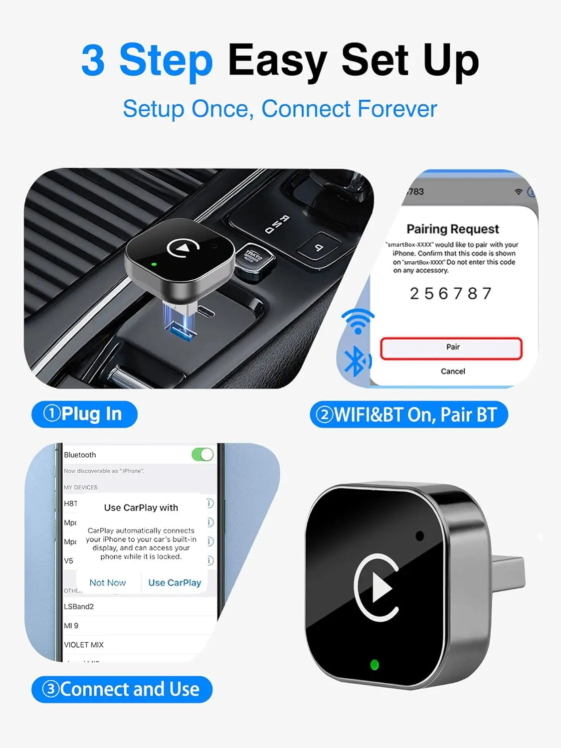 2026 Upgraded 2-in-1 Wireless CarPlay Adapter for iPhone & Android Auto, Plug and Play Wired to Wireless Dongle with Fast Auto-C