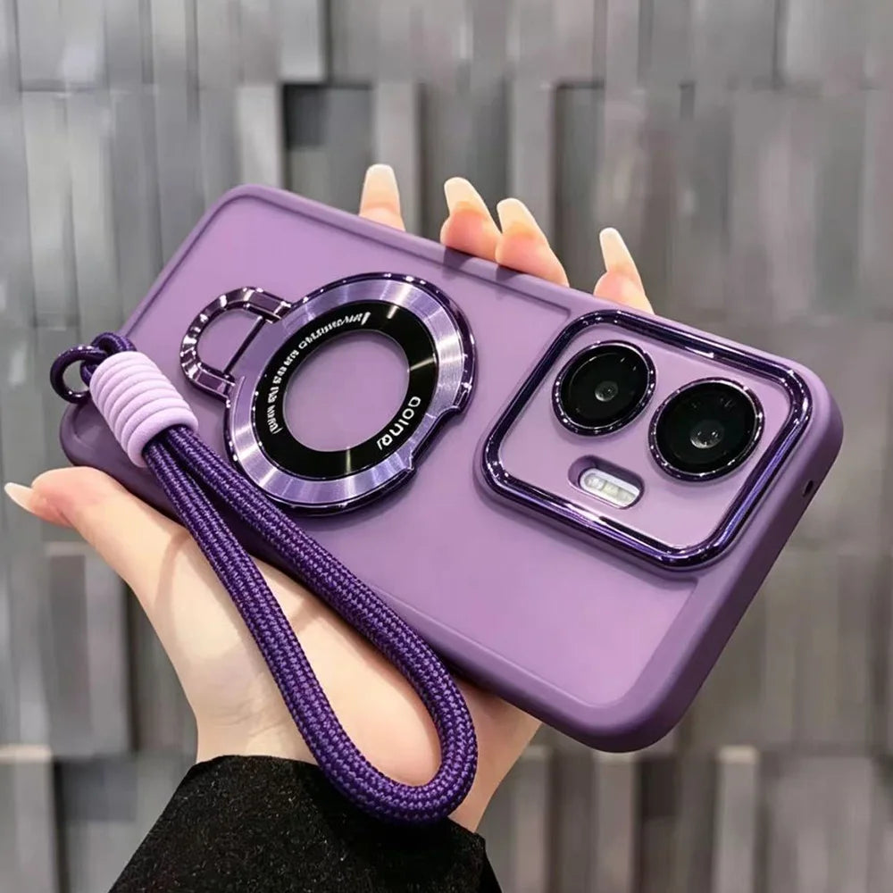 Lanyard Strap Magnetic Bracket Stand Phone Case For Motorola MOTO G77 G67 G17 G87 G85 G75 G35 G15 G05 Edge 70 Shockproof Cover