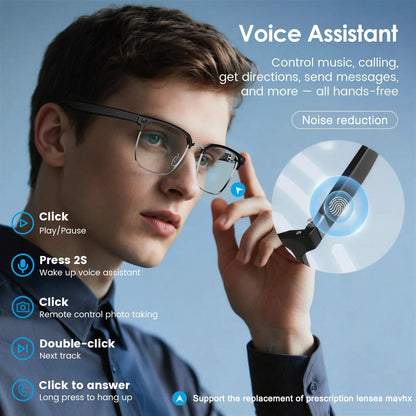 2026 New HD 800W Pixel Smart Glasses with Camera 1080P Video Recording WIFI ChatGPT Translation Music Call Earphones Sunglasses
