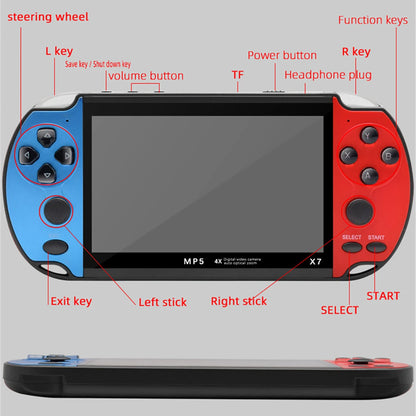 Retro X7 Handheld Game 4.3 Inch HD Large 8G Screen Classic Game Console Built-in 10000 Games Mini Handheld MP5 Video Game