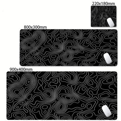 XXL Desk Mat Black And White Strata Liquid Mousepad Large Abstract Mouse Pad Gaming Deskmat With Lockedge Office Non-slip Carpet