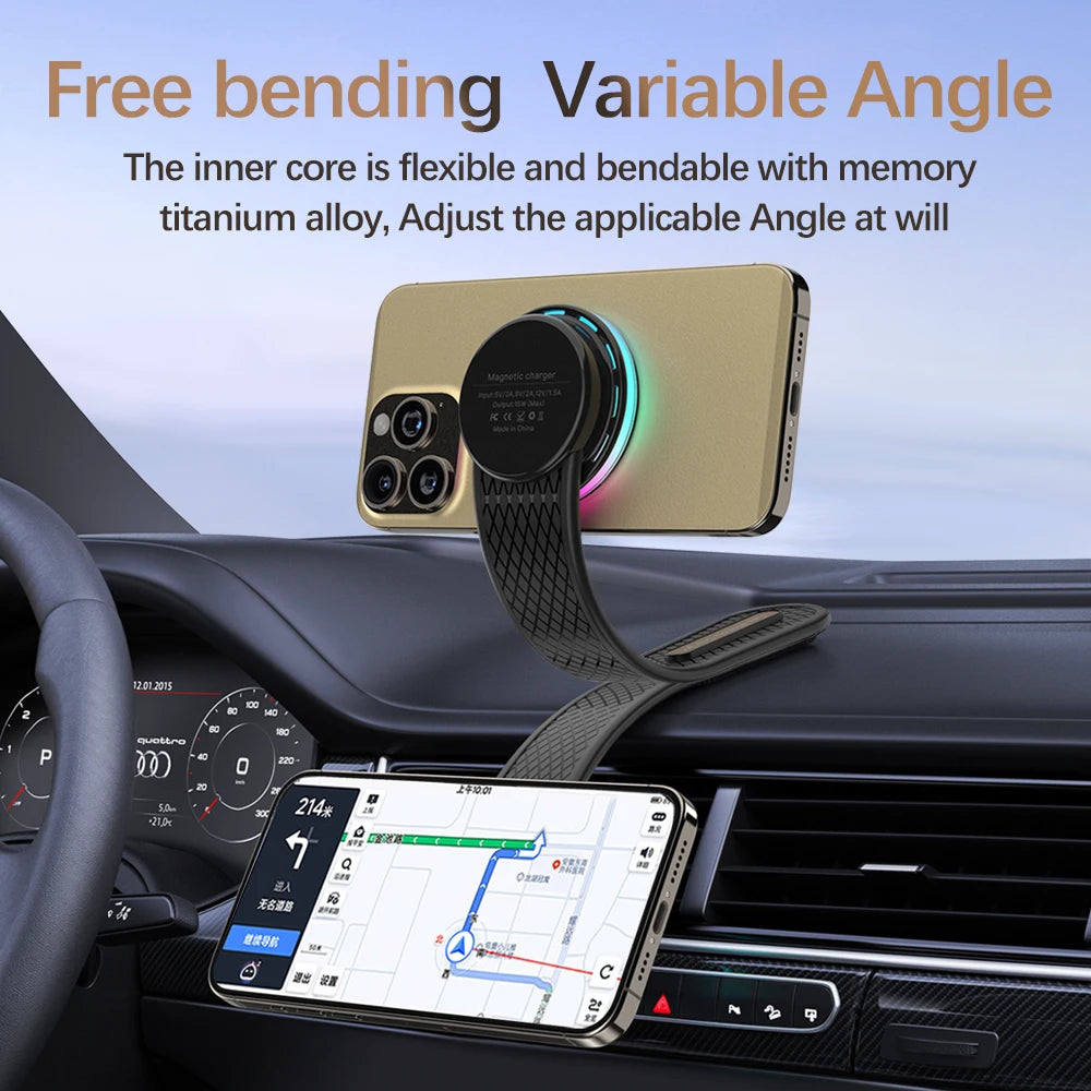 AIXXCO Car Phone Holder Magnetic Wireless Charger 15W Fast Charging Car Charger Holder For iPhone 16 15 14 13 Pro Max