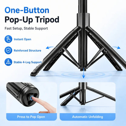 AI Face Tracking Selfie Stick Gimbal Stabilizer, Bluetooth Extendable Phone Tripod with 4-Axis Anti-Shake, Fill Light, Smart Aut