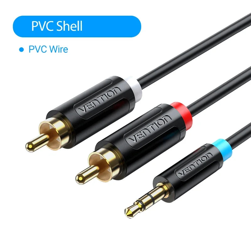 Vention RCA Cable 3.5mm to 2RCA Splitter Jack Audio Cable for Smartphone Amplifier Home Theater 3.5 AUX RCA TV Box Adaptador