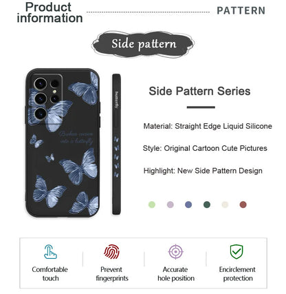 Little Butterfly Phone Case For Samsung Galaxy S24 S23 S22 S21 S20 S10 S10E S9 Ultra Plus FE Note 20 Ultra 10 9 Plus Cover