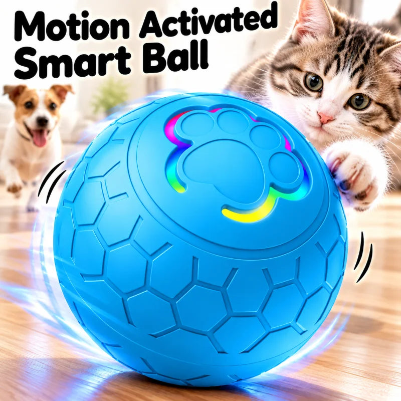 Interactive Smart Pet Toy Ball Motion Activated Hunting Toy Automatic Rolling Color Changing Self Entertainment Cat Small Dog