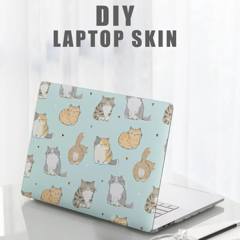 DIY 15inch Laptop Stickers Skins Cute Cat A+C Side Notebook Computer Cover Skin for Macbook /HP / Dell / Lenovo / Acer / ASUS