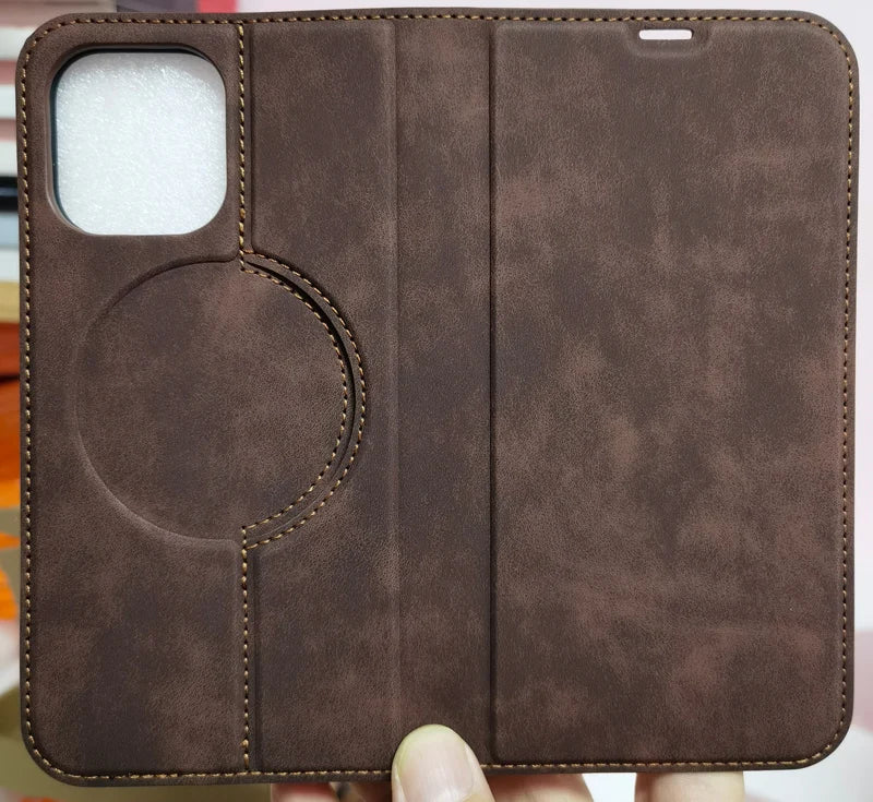 For Magsafe Wallet Leather Flip Case For iPhone 12 13 14 15 16 Pro Max mini Magnetic Wireless Charging Book Folio Cover