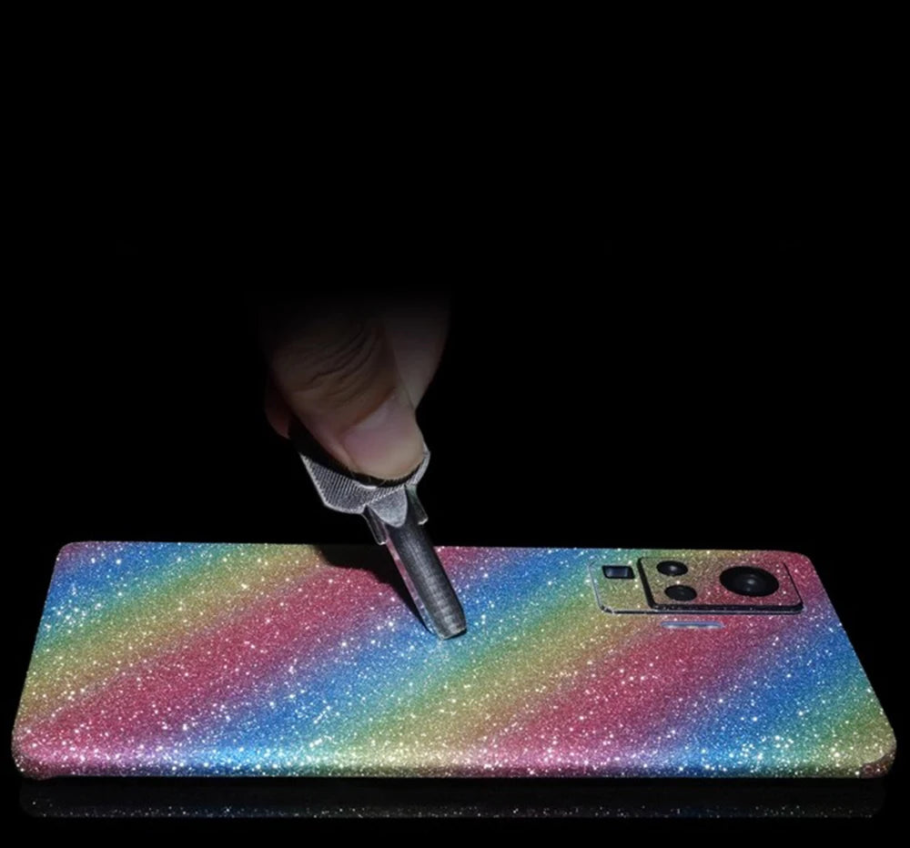 FONLYU 50PCS Bling Glitter Back Skins For iPhone Universal Decorative Rear Stickers For Screen Protector Film Cutting Machine