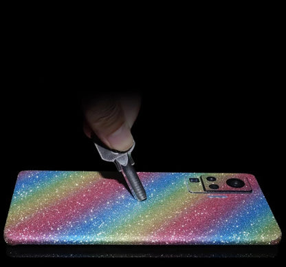 FONLYU 50PCS Bling Glitter Back Skins For iPhone Universal Decorative Rear Stickers For Screen Protector Film Cutting Machine