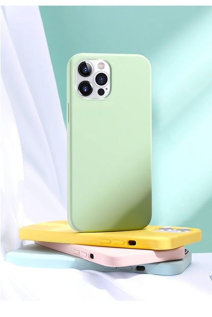2024 NEW Liquid Silicone Case For iPhone 14 12 11 13 15 Pro Max Mini Luxury Shockproof Cover X XR XS 6 7 8 14 Plus SE Accessory