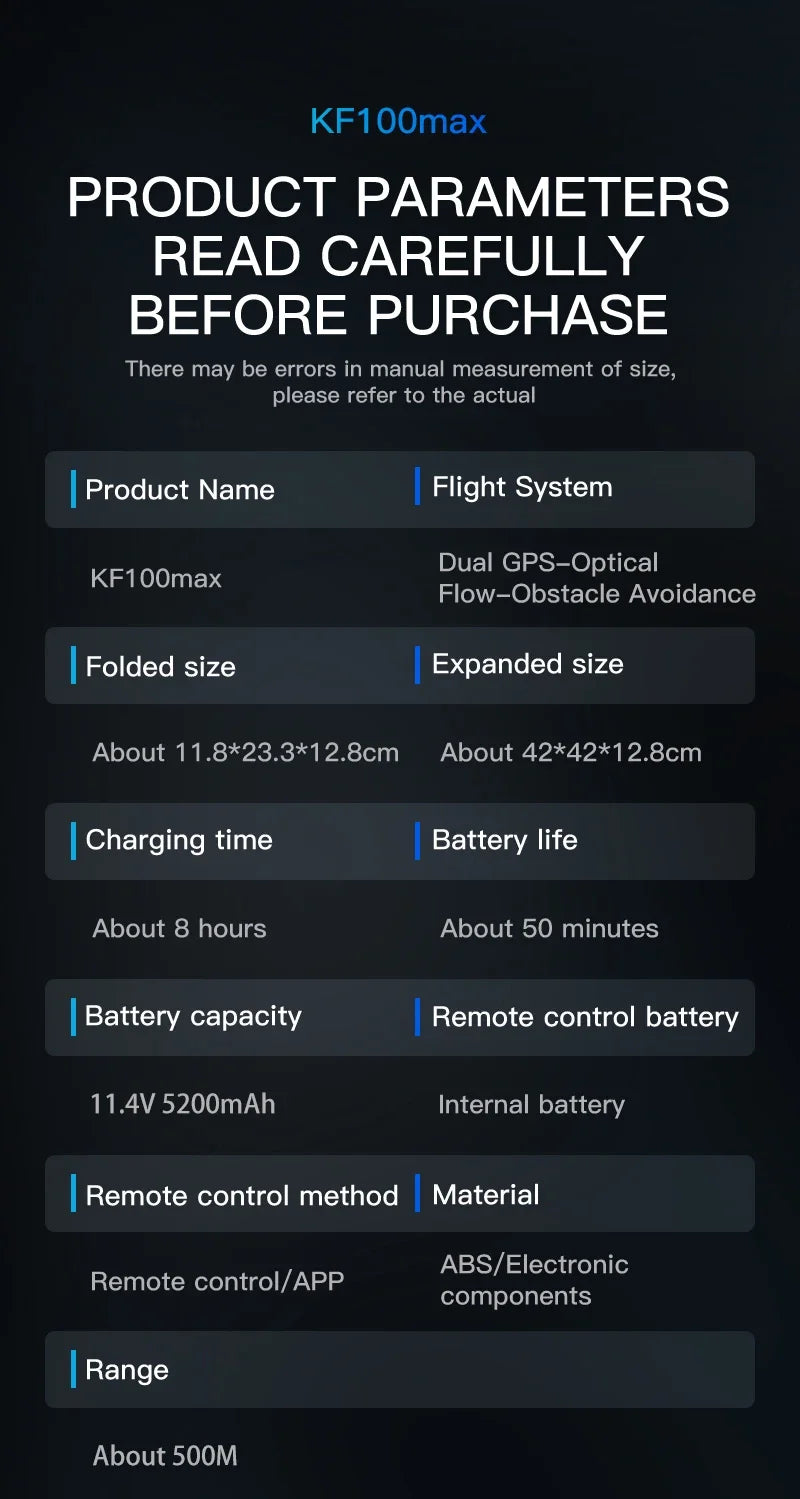 Teeggi KF100 MAX GPS RC with screen Drones With 4K HD Camera Profesional 3-Axis Gimbal obstacle avoidance 6KM Foldable RC Dron