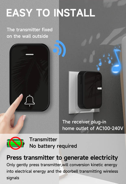 Acrylic Decoration Does Not Require Batteries Kinetic Energy Door Bell Household Waterproof Wireless Electronic Doorbell