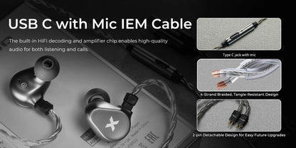 DUNU Titan X Earphones Dual Magnetic Dynamic Driver Metal Alloy Housing 3.5mm/TypeC Mic Earbuds For HiFi Earphone Audiophile