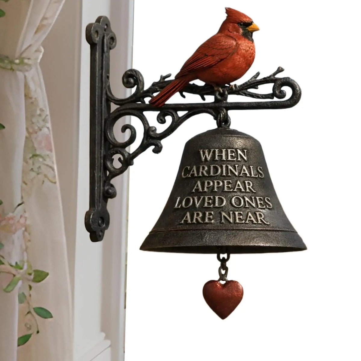 Outdoor Red Bird GardenDinner Bells Rural Retro Wall Mounted Cast Iron Dinner Clock Metal Doorbell Crafts Wall Hanging Bird Bell