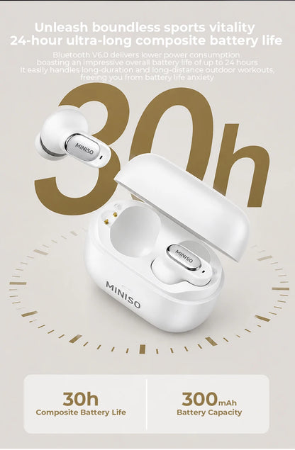 MINISO MS130 Wireless Bluetooth Earphones ENC Soft Wireless Headphones Sport Low Latency Comfort In-Ear Earbuds Macaron Travel