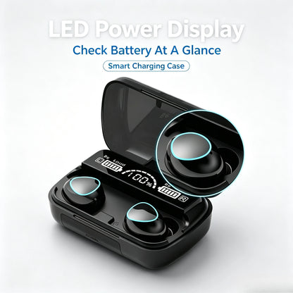 M10 In-Ear Bluetooth Sports Earbuds TWS Wireless Headset Featuring LED Display Charging Case 9D Surround Sound