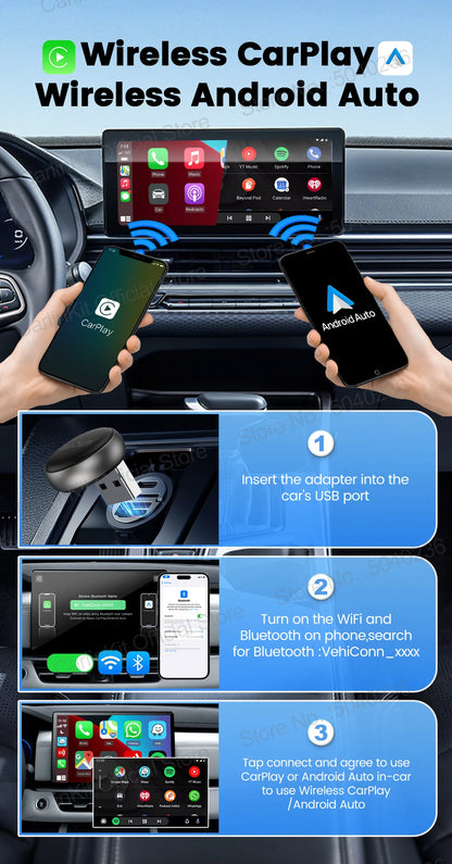 2026 CarlinKit 5.0 Mini Ultra 3 CarPlay Android Auto Wireless Adapter 2.4G&5.8GHz WiFi BLE OTA Upgrade For OEM Car Plug and Play