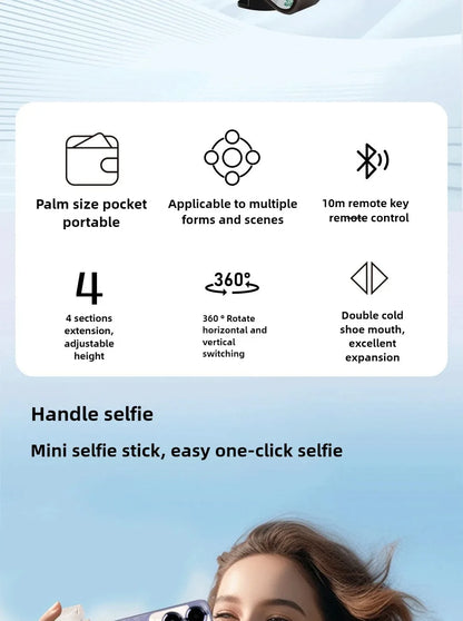 Super Mini Selfie Stick Portable Phone Holder Shooting Aid Versatile Integrated Design Bluetooth Remote For Live Broadcas
