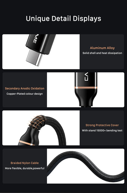 CABLETIME USB C to USB C Cable PD 240W Thunderbolt 4 40Gbps Type C to C 8K 60Hz Cable for Macbook Pro Fast Charge Cable