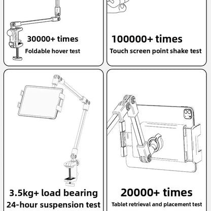 All-metal cantilever lazy overhead phone holder for desktop live streaming, bedside adjustable tablet for iPad bracket