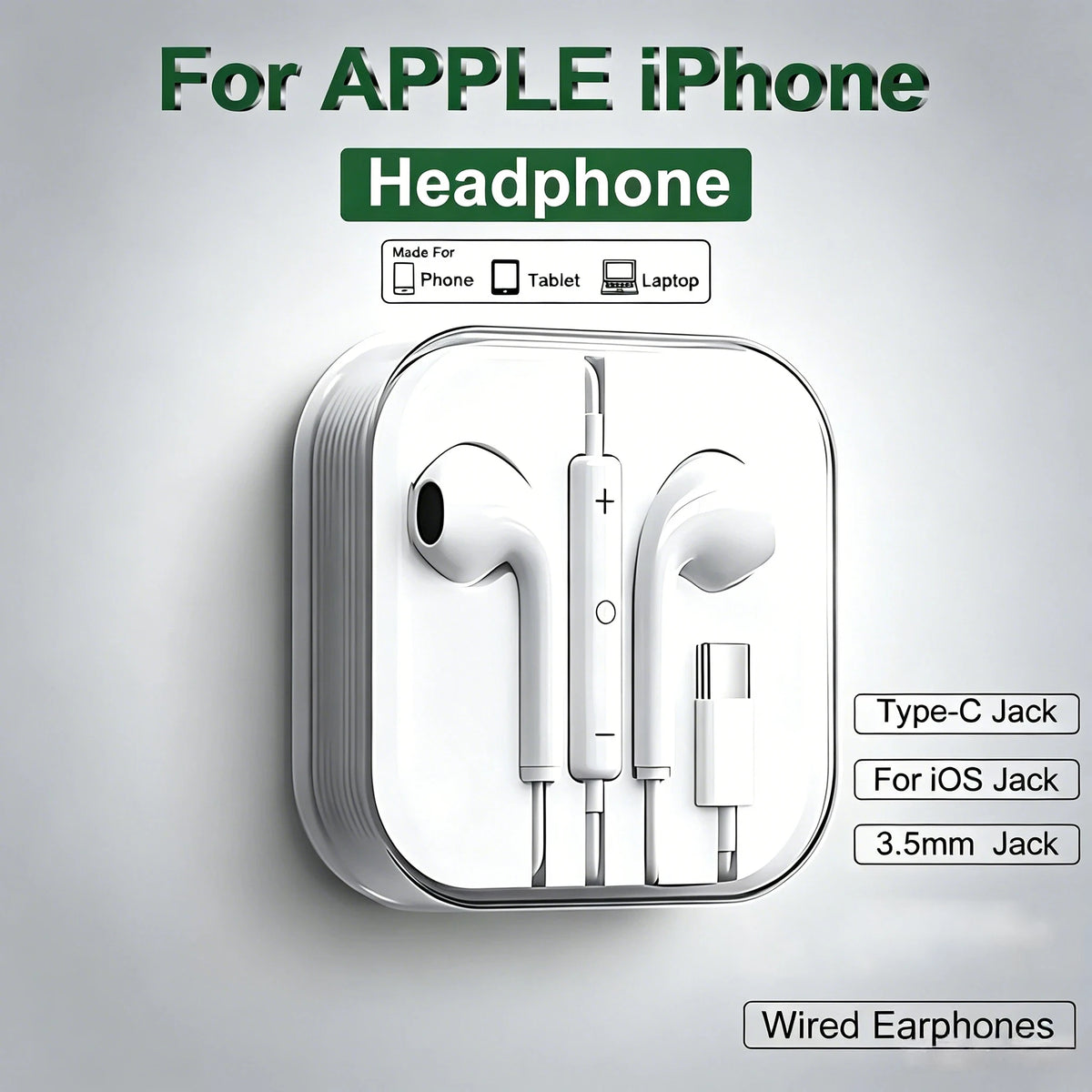 In-Ear Wired Earphones For Apple iPad iPhone 15 11 12 13 14 16 17 Pro Max TypeC Headphones Laptops Tablet 3.5mm Earphones