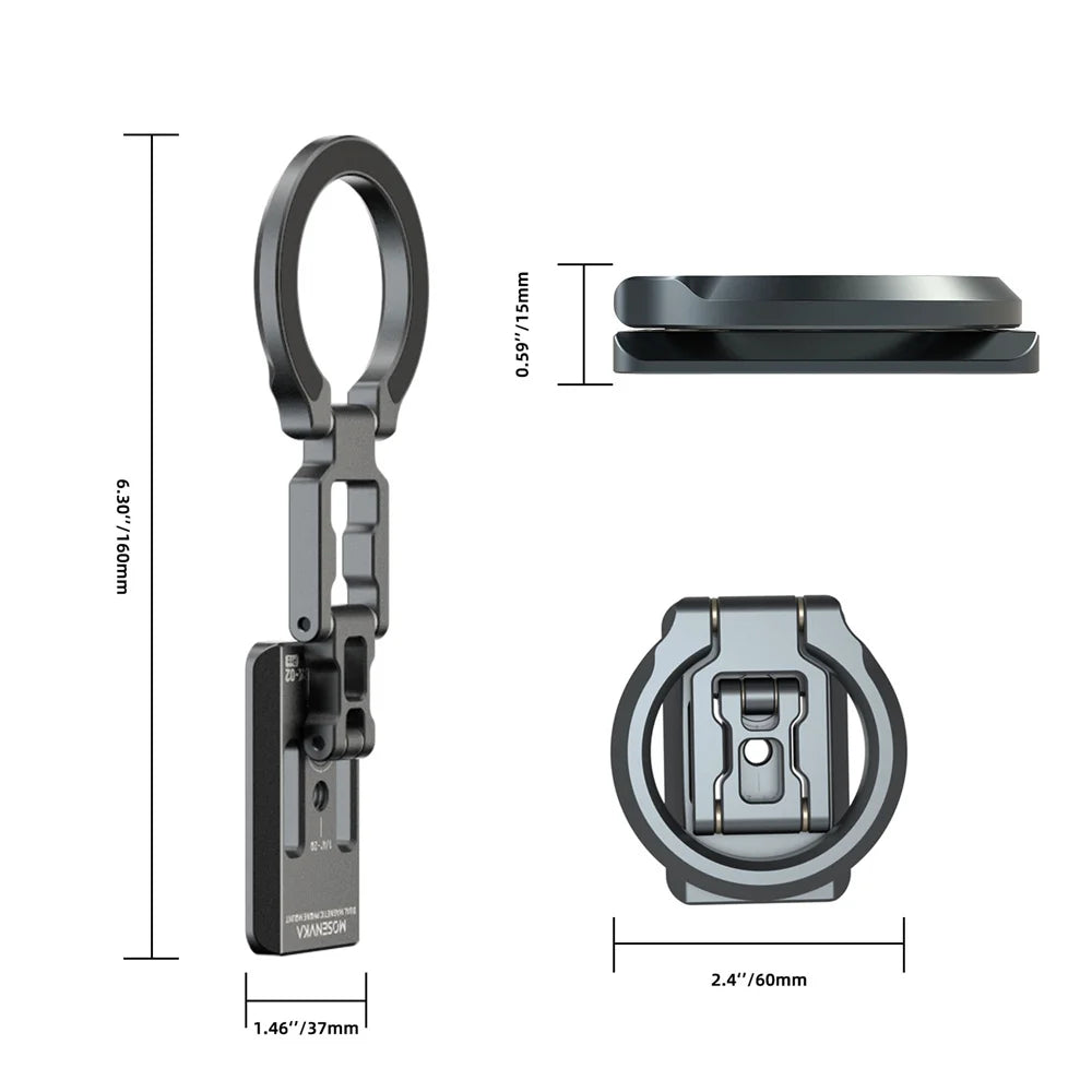 Dual Magnetic Phone Holder Desk Magnet Tripod Phone Mount 1/4'' & ARCA-Swiss Gym Mount for for iPhone Android Car/Airplane Stand