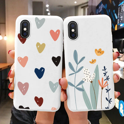 Flowers Funda For Phone Case iPhone X XS MAX XR Capa Soft Silicone Cute Cat Bear Back Cover For iPhone XR Bumper Women Anti-Fall